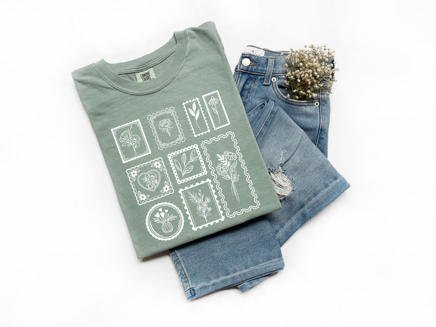 stamp flower tee