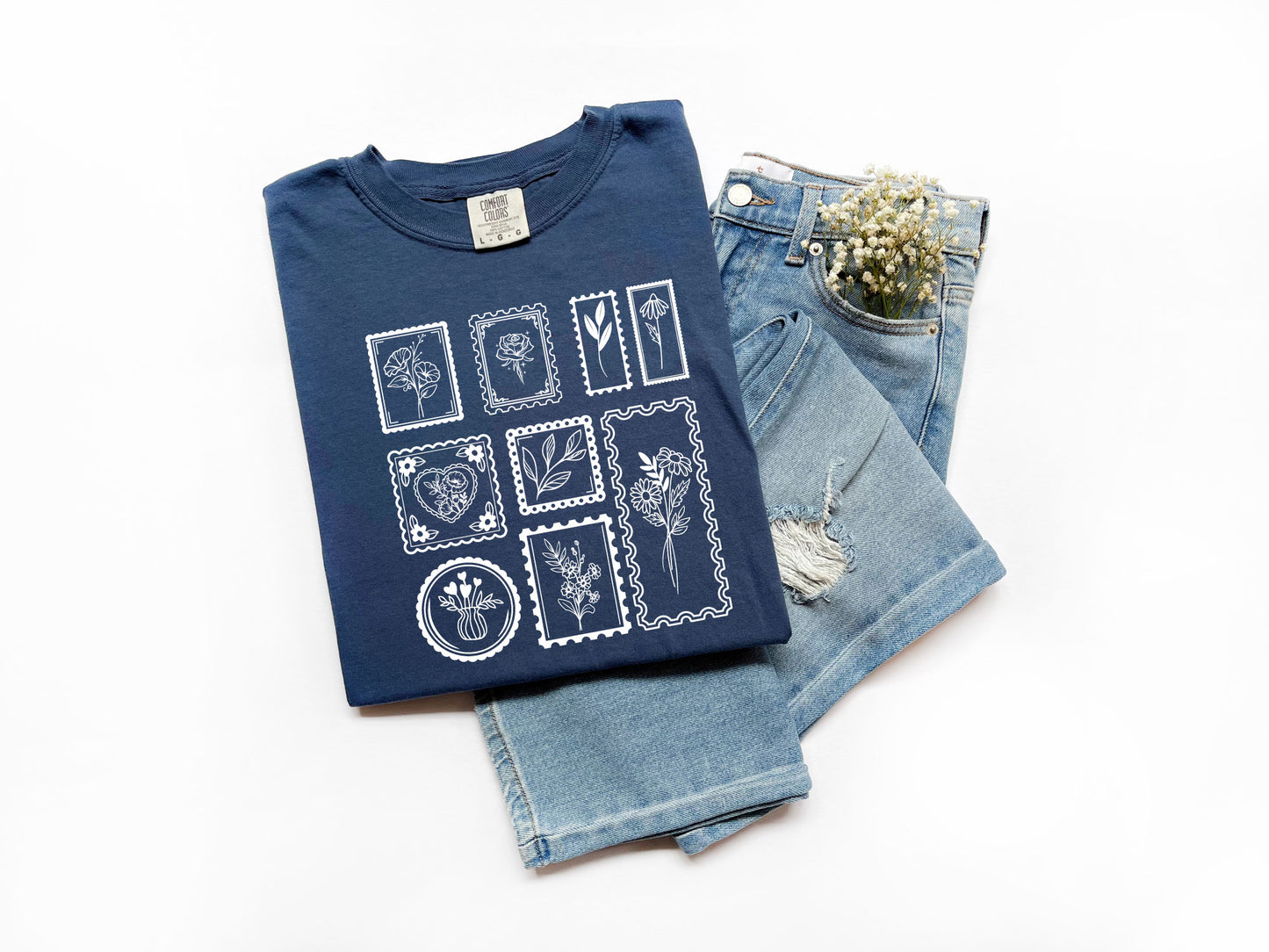stamp flower tee